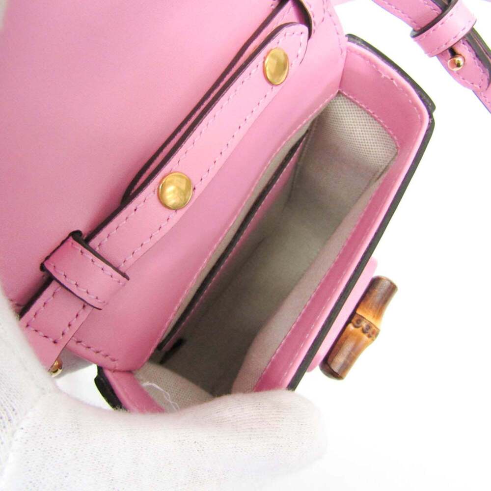 GUCCI Authentic Pink Leather Bamboo Shoulder Bag - Picture 4 of 14